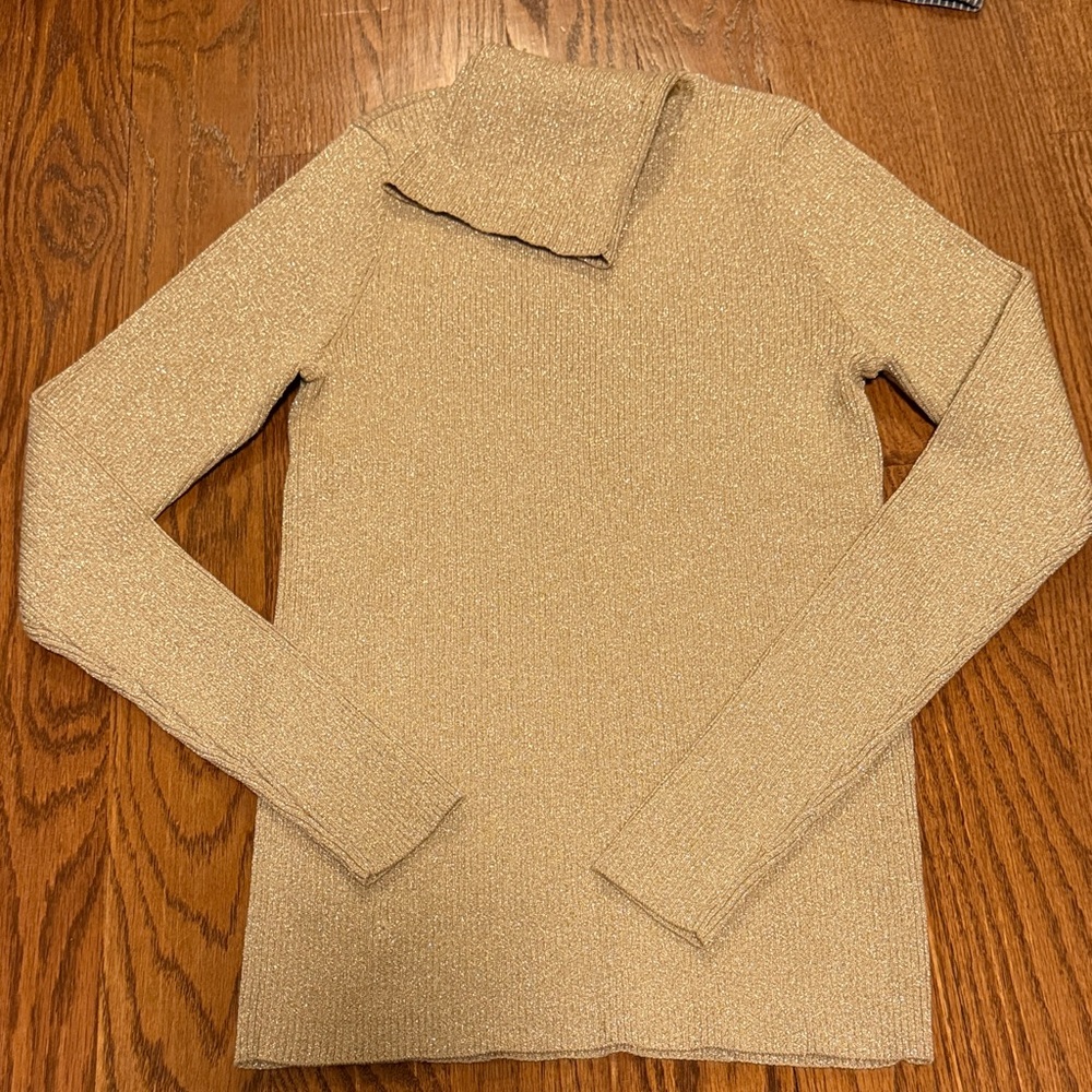 Lauren Ralph Lauren metallic gold turtleneck sweater size medium